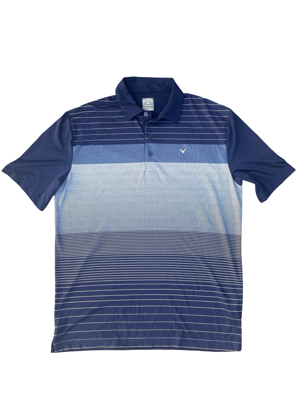 Callaway Polo Opti-Dri Mens Medium Blue Striped Performance Golf Athletic Sport